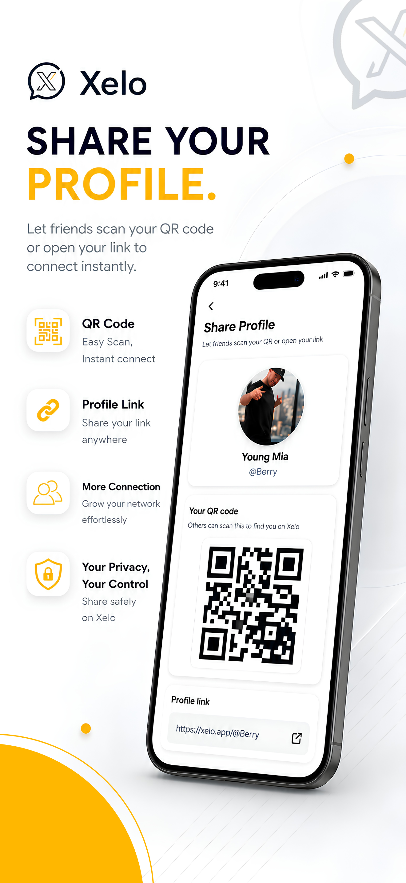 Xelo Messenger share profile screenshot